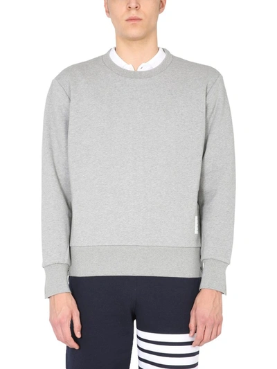 Shop Thom Browne Rwb Stripe Crewneck Sweatshirt In Grey