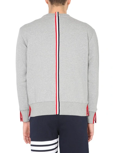 Shop Thom Browne Rwb Stripe Crewneck Sweatshirt In Grey