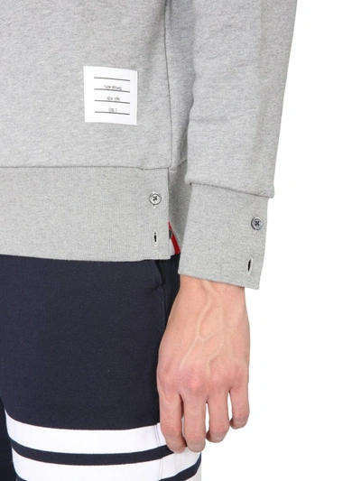 Shop Thom Browne Rwb Stripe Crewneck Sweatshirt In Grey