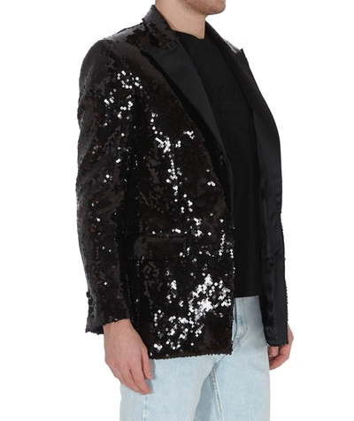 Shop Balmain Sequins Double In Black