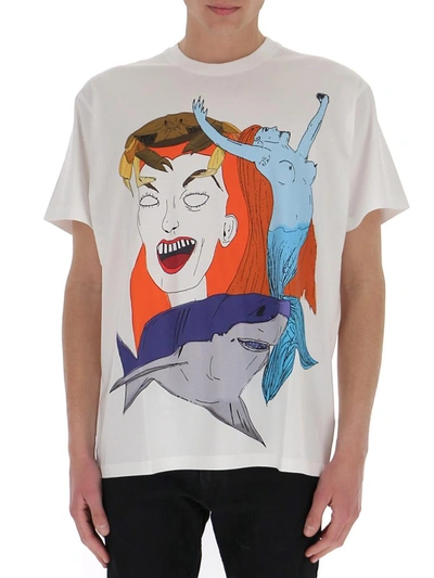 Shop Burberry Sea Maiden Print T-shirt In White