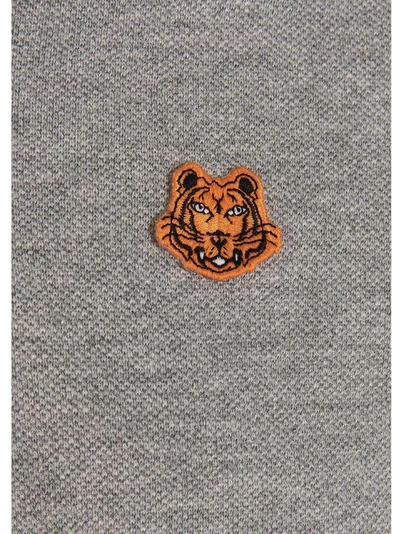 Shop Kenzo Tiger Crest Polo Shirt In Grey