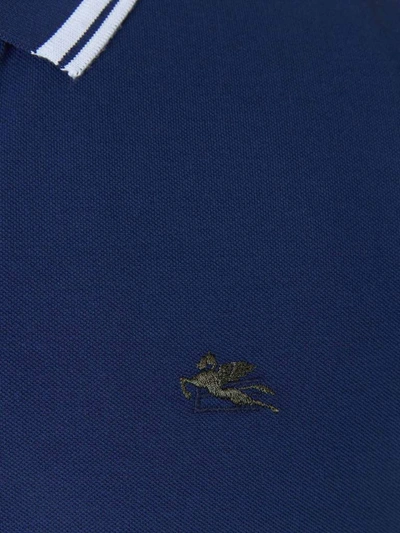 Shop Etro Logo Embroidered Polo Shirt In Blue