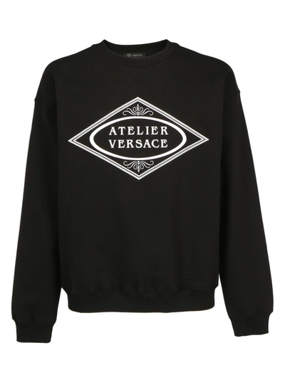 Shop Versace Logo Motif Sweatshirt In Black