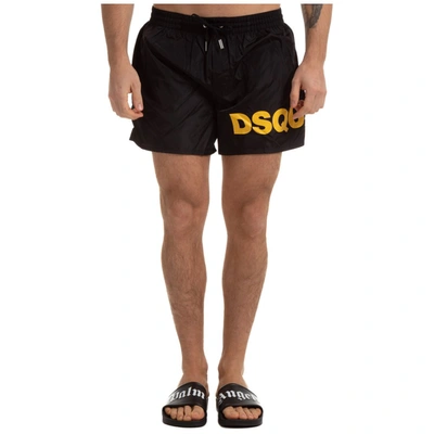 Shop Dsquared2 Logo Print Swim Shorts In Black