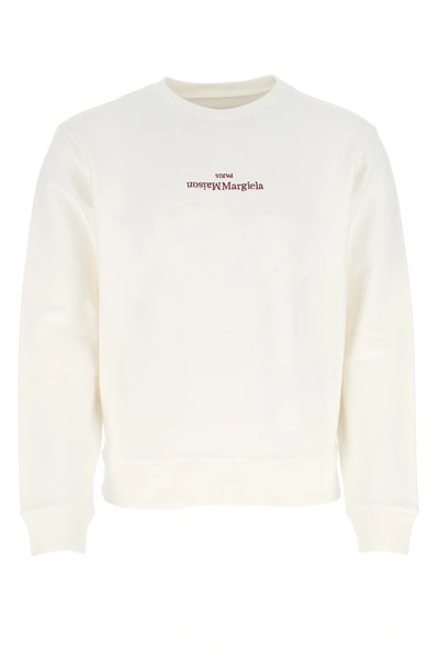 Shop Maison Margiela Embroidered Logo Sweatshirt In White