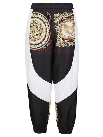 Shop Versace Baroque Mosaic Panelled Pants In Multi