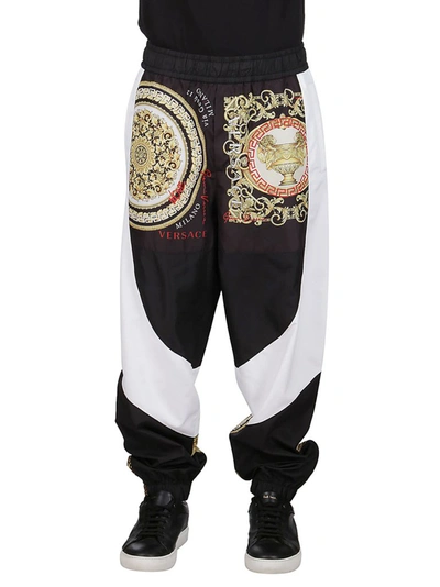 Shop Versace Baroque Mosaic Panelled Pants In Multi
