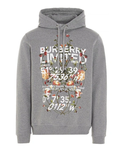 Shop Burberry Montage Print Hoodie In Grey