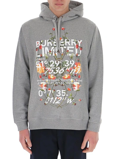 Shop Burberry Montage Print Hoodie In Grey