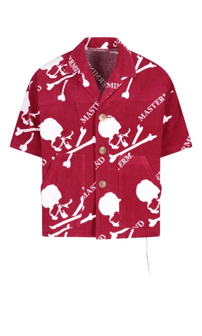 Shop Mastermind Japan Logo Print Buttoned Shirt In Red