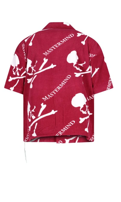 Shop Mastermind Japan Logo Print Buttoned Shirt In Red