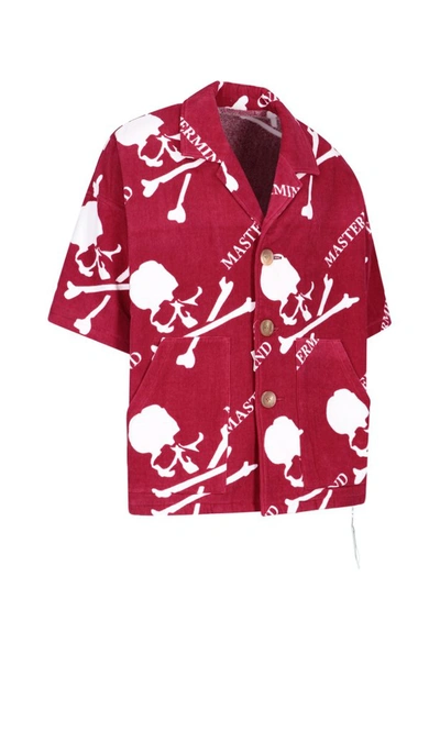 Shop Mastermind Japan Logo Print Buttoned Shirt In Red