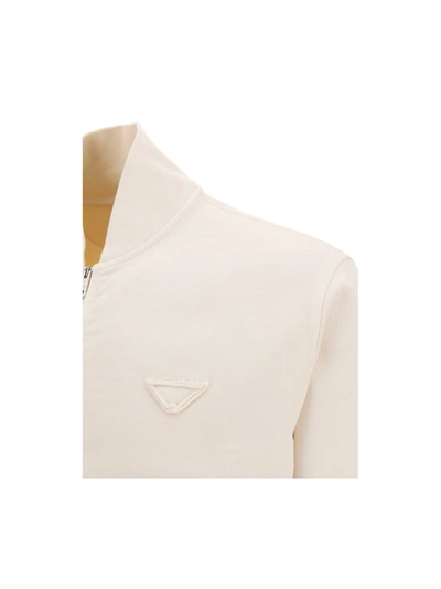 Shop Prada Triangle Logo Bomber Jacket In Beige