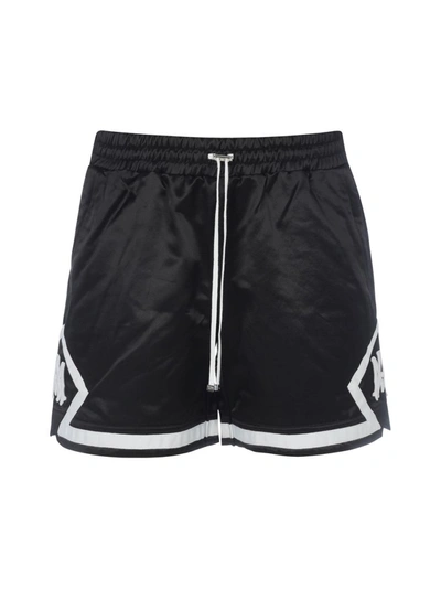 Shop Amiri Contrast Trim Drawstring Shorts In Black