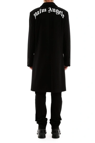 Shop Palm Angels Logo Single Breasted Coat In Black