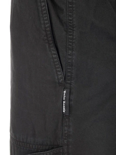 Shop Palm Angels Logo Cargo Pants In Black