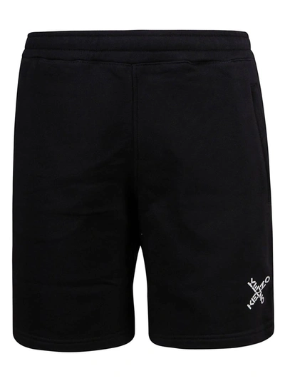 Shop Kenzo Sport Little X Logo Print Shorts In Black