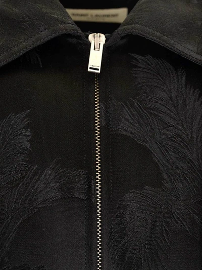 Shop Saint Laurent Palm Tree Embroidered Jacket In Black