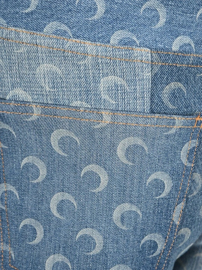 Shop Marine Serre Crescent Moon Printed Straight Leg Jeans In Blue