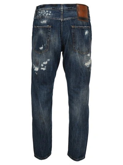 Shop Dolce & Gabbana Ripped Cropped Jeans In Blue