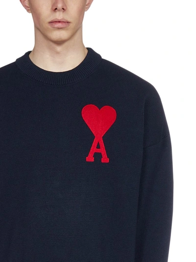 Shop Ami Alexandre Mattiussi Ami Ami De Coeur Knit Jumper In Navy