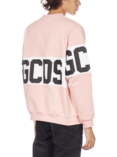 Shop Gcds Logo Band Crewneck Sweatshirt In Pink