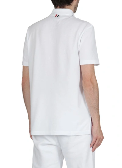 Shop Thom Browne Rwb Stripe Classic Polo Shirt In White