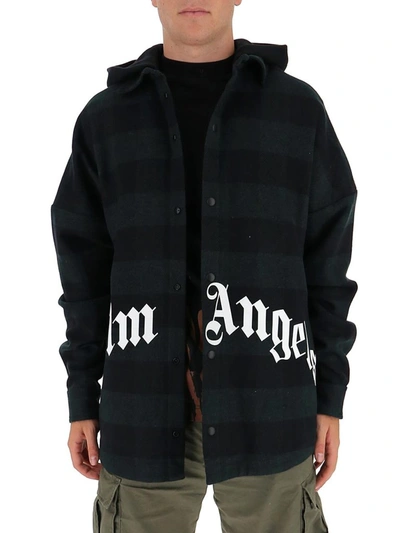 Shop Palm Angels Logo Checked Hooded Jacket In Multi