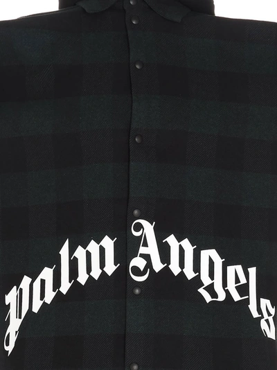 Shop Palm Angels Logo Checked Hooded Jacket In Multi
