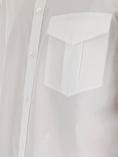 Shop Jil Sander Mandarin Collar Long In White