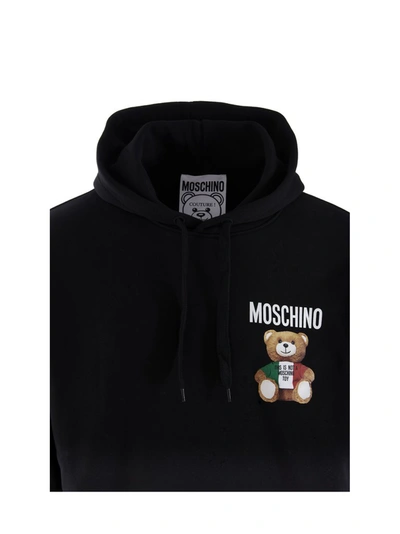 Shop Moschino Teddy Bear Logo Print Sweatshirt In Black