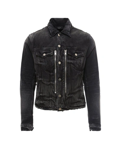 Shop Amiri Mx2 Denim Zipped Jacket In Black