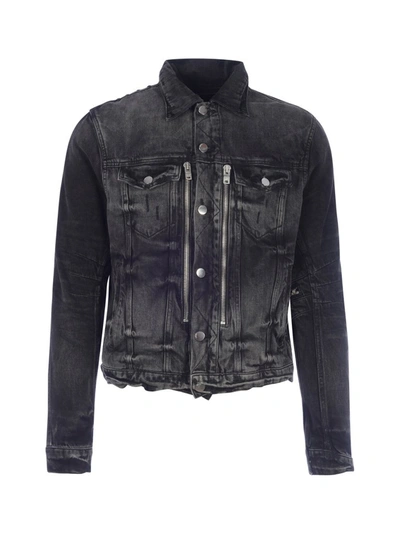 Shop Amiri Mx2 Denim Zipped Jacket In Black