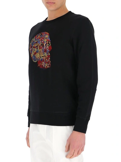 Shop Alexander Mcqueen Embroidered Skull Sweatshirt In Black