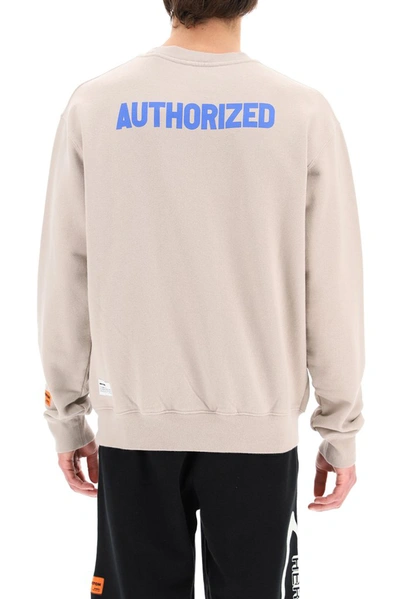 Shop Heron Preston Graphic Print Crewneck Sweatshirt In Beige