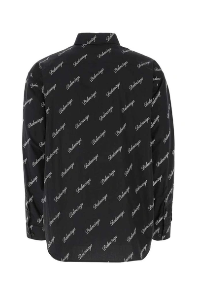 Shop Balenciaga Allover Logo Shirt In Black