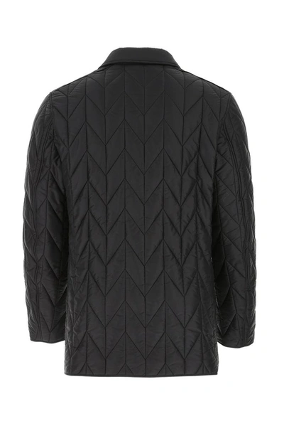 Shop Ferragamo Salvatore  Quilted Logo Patch Jacket In Black