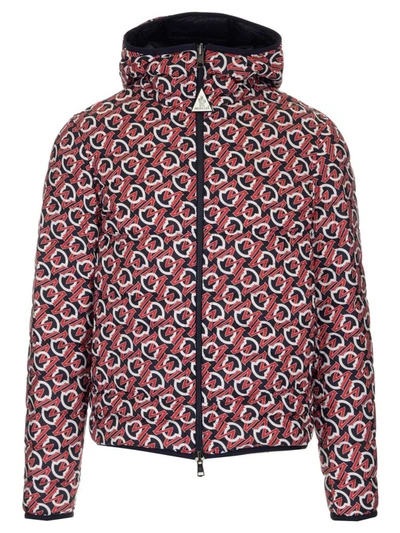 Shop Moncler Logo Motif Hooded Puffer Jacket In Red