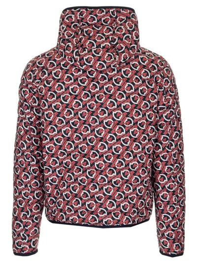 Shop Moncler Logo Motif Hooded Puffer Jacket In Red