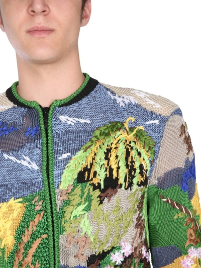 Shop Saint Laurent Teddy Tropical Embroidered Jacquard Jacket In Multi