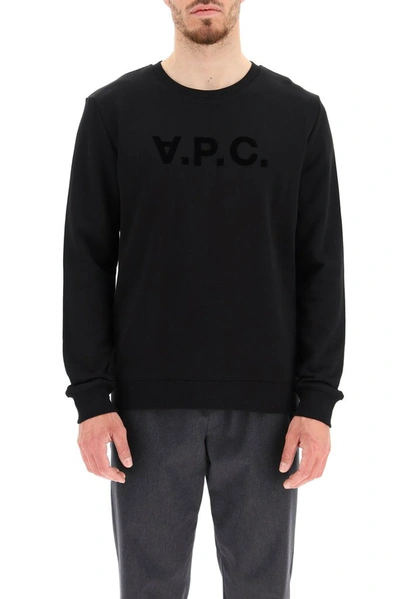 Shop Apc A.p.c. Vpc Logo Flocked Sweatshirt In Black