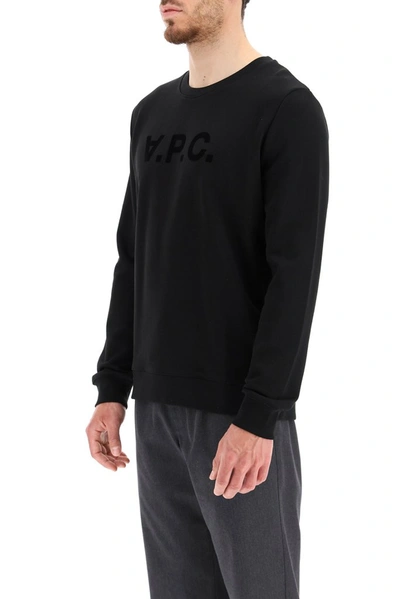 Shop A.p.c. Vpc Logo Flocked Sweatshirt In Black