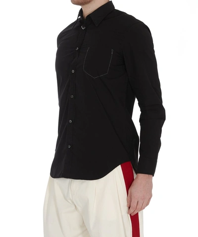 Shop Maison Margiela Contrasting Stitch Pocket Shirt In Black