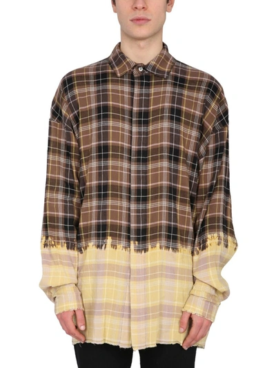 Shop Palm Angels Checked Logo Shirt In Brown