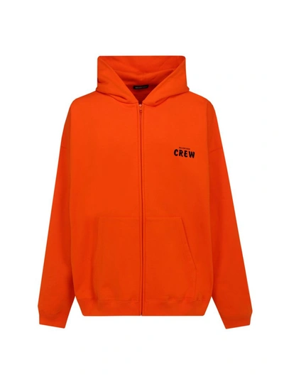 Balenciaga Crew Print Hooded Jacket In Orange | ModeSens