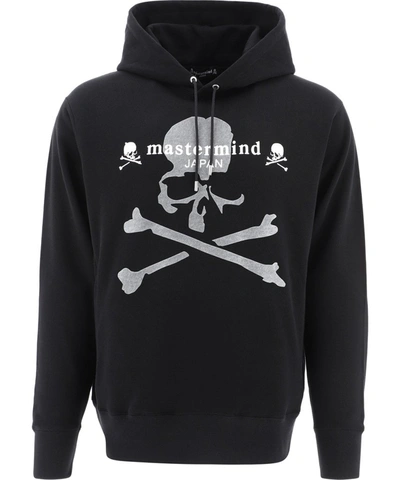 Shop Mastermind Japan Mastermind World Skull And Bones Printed Drawstring Hoodie In Black