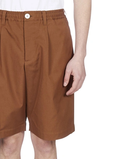 Shop Marni Wide Leg Bermuda Shorts In Brown