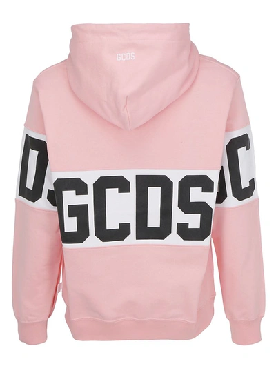 Shop Gcds Band Logo Print Hoodie In Pink