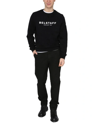 Shop Belstaff Logo Printed Crewneck Sweatshirt In Black